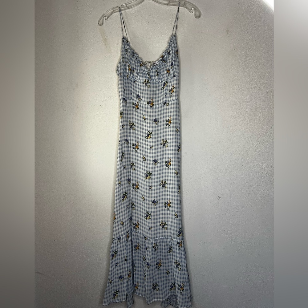 Reformation - Gingham Blue Floral Dress - Size 0